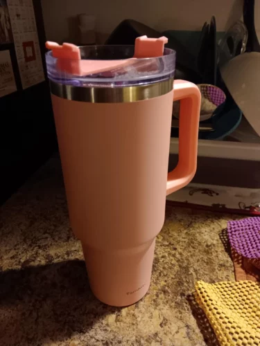 16Packs Mixed Colored 40oz Powder Coated Stainless Steel Tumbler With Handle H1.0 photo review