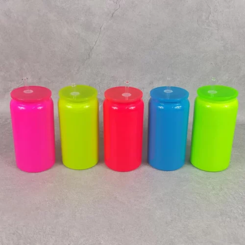 16oz Sublimation Neon Glass/Plastic Can with Colored PP Lids photo review