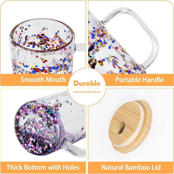 15oz Sublimation Snow Globe Glass Mug with Bamboo Lid (1)