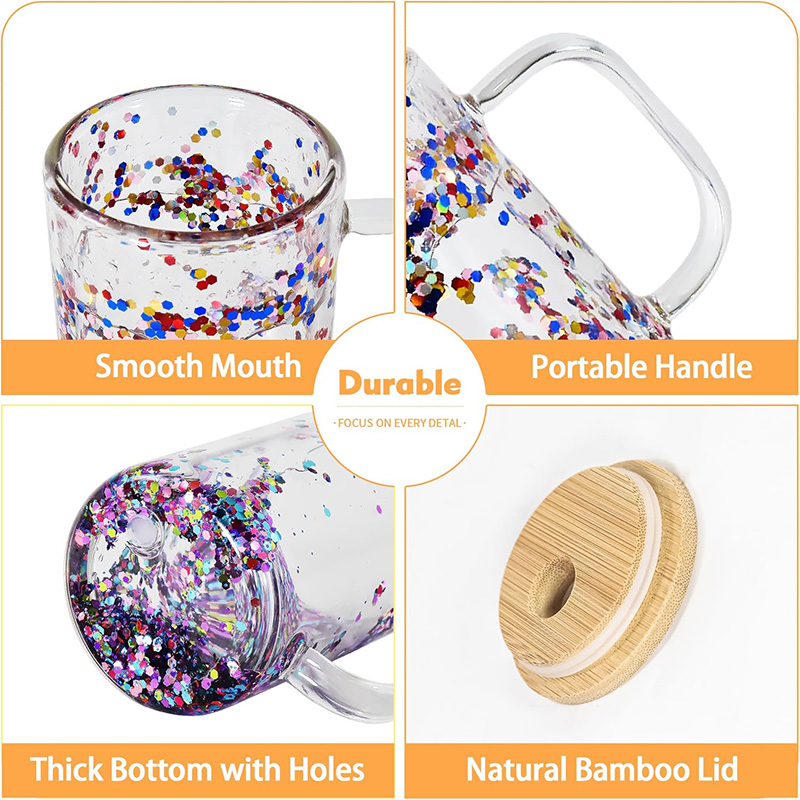 15oz Sublimation Snow Globe Glass Mug with Bamboo Lid (1)
