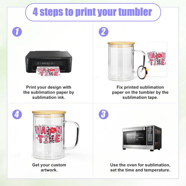 15oz Sublimation Snow Globe Glass Mug with Bamboo Lid