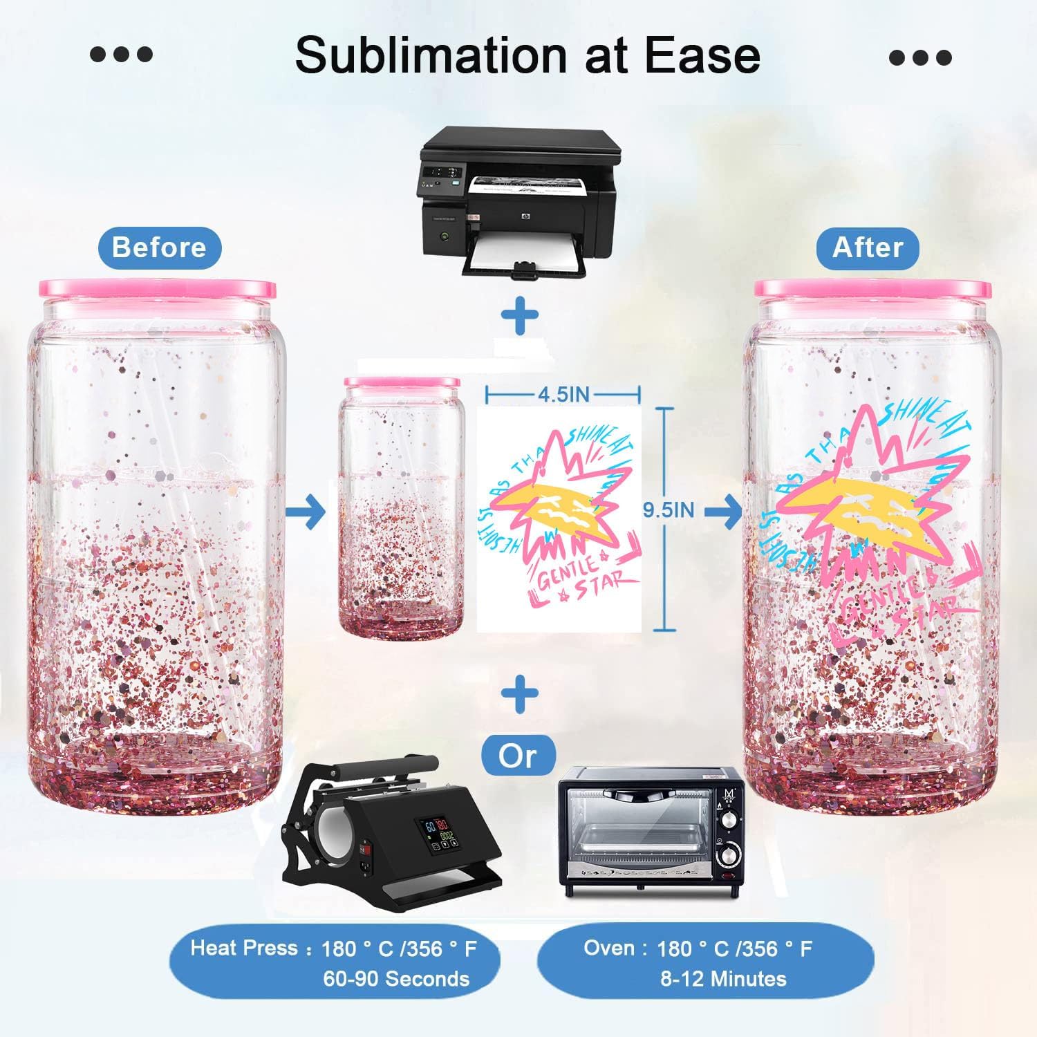 16oz Borosilicate Sublimation Snow Globe GlassPlastic Can Crafix