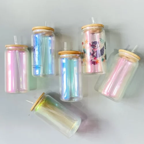 16oz Iridescent Glass Tumblers With Bamboo Lid photo review