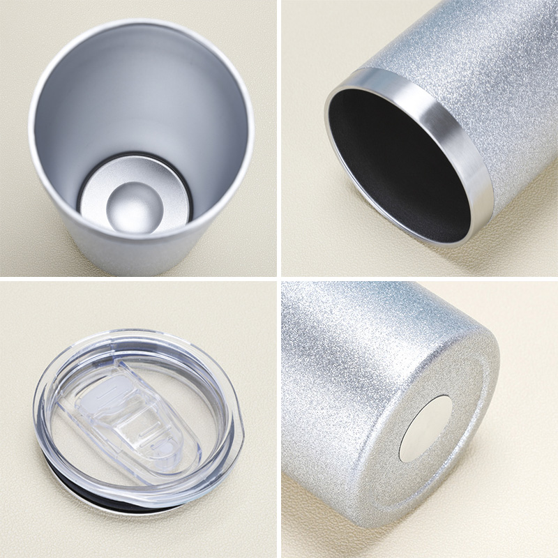 20oz Rough Glitter Straight Sublimation Skinny Tumbler with Silver Rim