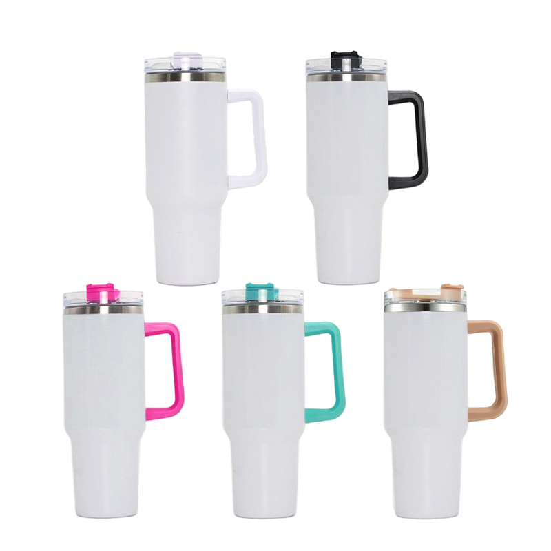 40oz Travel Mug with Colored Handle
