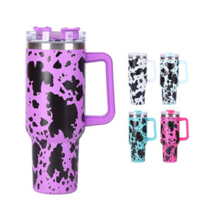 Stainless Steel 40oz Cow Print Sublimation Travel Mugs