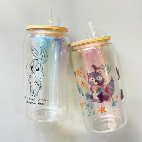 16oz Iridescent Glass Tumblers With Bamboo Lid photo review