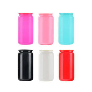 16oz Dark Colored Acrylic Plastic Soda Beer Can Glass with PP Lids