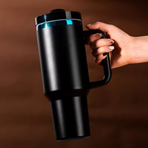 H2.0 40oz Powder Coated Travel Mugs with Rainbow Plated Rims black-h2.0-40oz-powder-coated-travel-mugs-with-rainbow-plated-rims