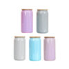 16Oz Color Shimmer Bling Glass Can With Bamboo Pp Lid 16Oz Color Shimmer Bling Glass Can With Bamboo Pp Lid