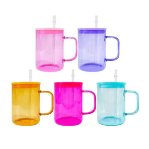 15oz Sublimation Colored Glass Mug with PP Lids
