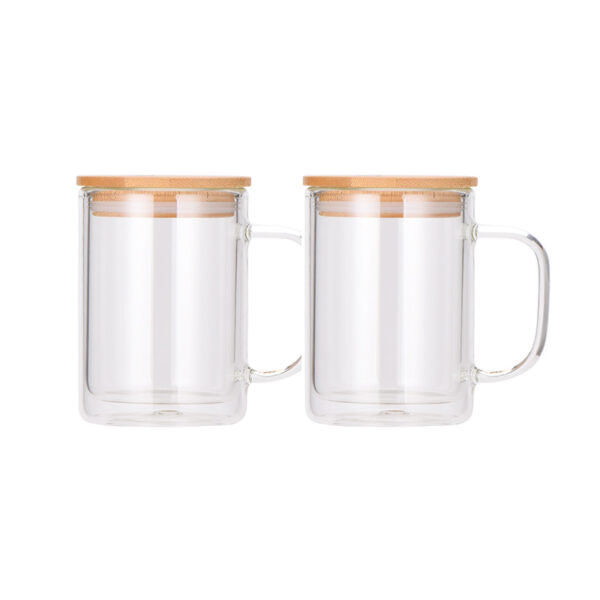 15oz Sublimation Snow Globe Glass Mug with Bamboo Lid