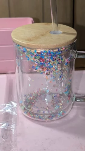 15oz Sublimation Snow Globe Glass Mug with Bamboo Lid photo review