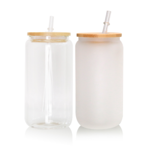 16/20oz Sublimation Glass Can with Bamboo Lid