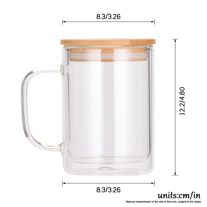 15oz Sublimation Snow Globe Glass Mug with Bamboo Lid
