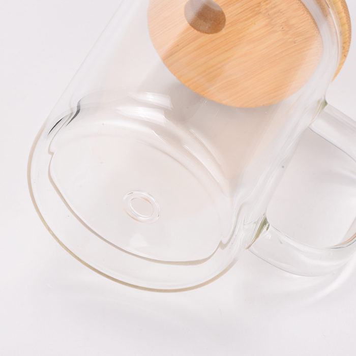 15oz Sublimation Snow Globe Glass Mug with Bamboo Lid