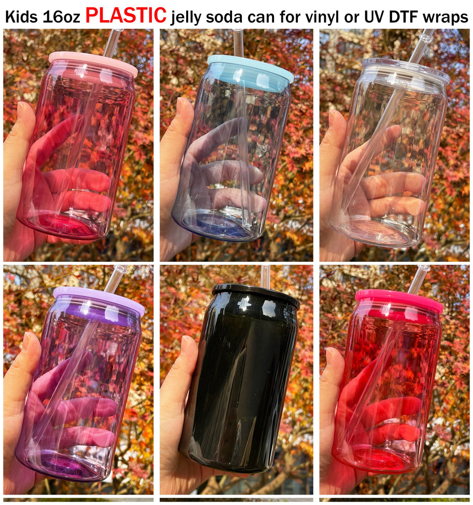 Crafix Mixed Colors Transparent Acrylic 16oz soda can for uv dtf