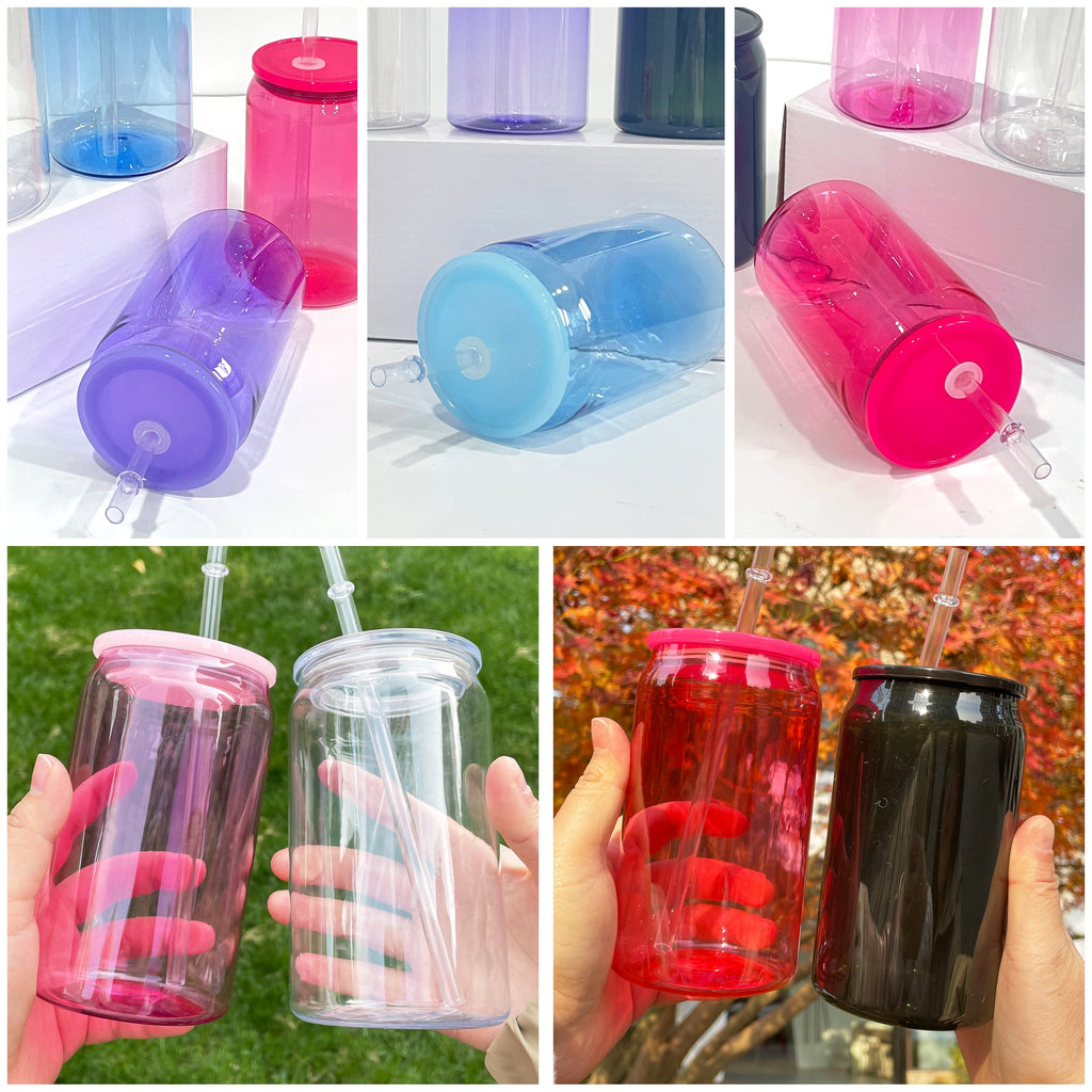 Crafix Mixed Colors Transparent Acrylic 16oz soda can for uv dtf