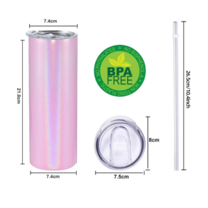 20/30oz Straight Glitter Sublimation Tumbler Vacuum Insulated size-of-20-30oz-straight-glitter-sublimation-tumbler-vacuum-insulated
