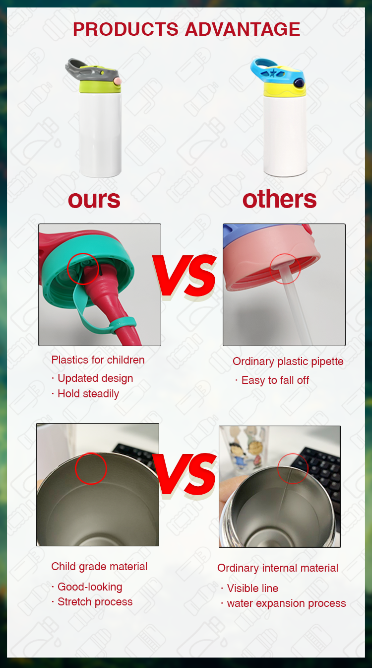 12oz BPA Free Kids Straight Tumbler 6 Color Sippy Bounce Lids