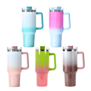 H1.0 40oz Gradient Glitter Sublimation Travel Mugs with Handle