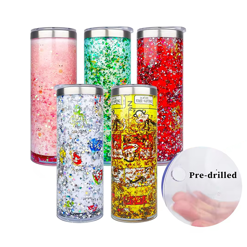 display-of-20oz-sublimation-double-wall-snow-globe-skinny-tumbler