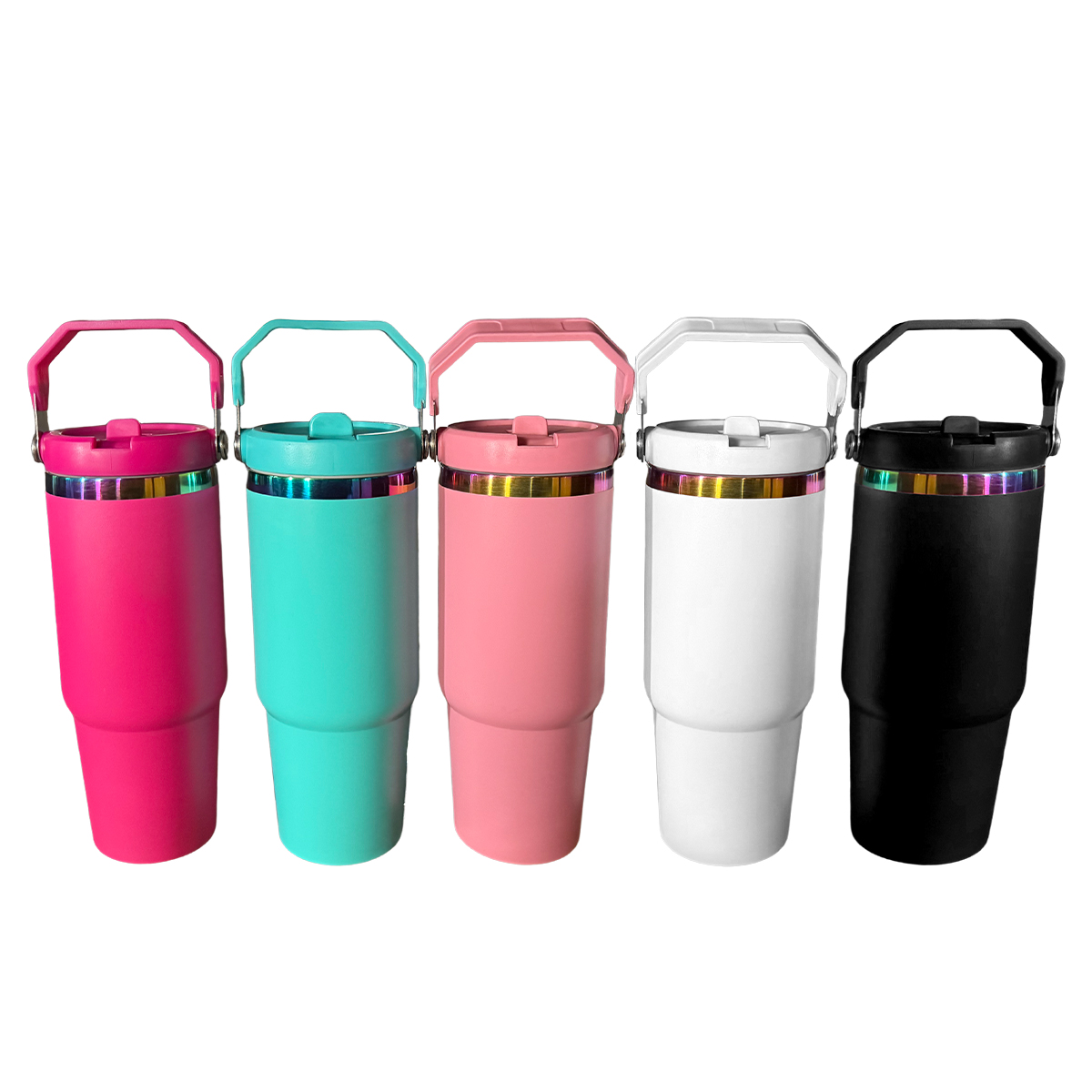 30oz-rainbow-plated-tumbler-with-portable-handle-and-straw
