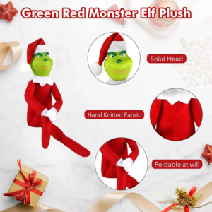 Grinch On Shelf Plush Doll Toy Ornaments Christmas Tree Decor Pendant