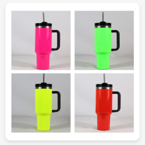 display-2 -of-40oz-stanley-style-cup-sublimation-neon-fluorescent-colored-travel-mug