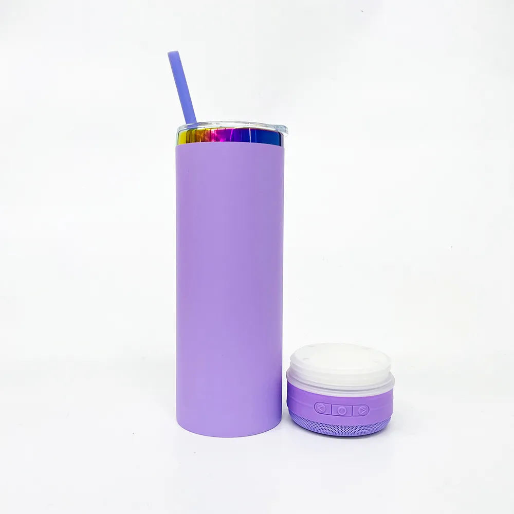 purple-20oz-powder-coated-skinny-tumbler-with-music-player-&-colorful-straw