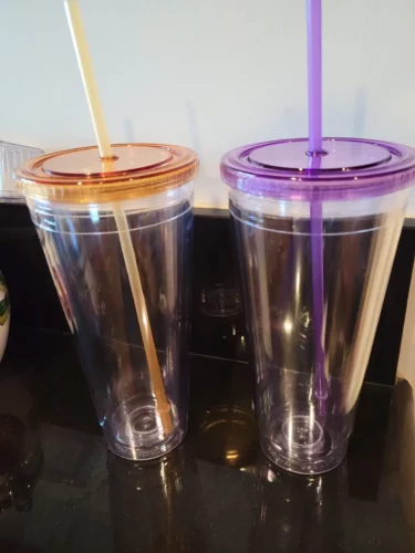 24oz Snow Globe Acrylic Plastic Cup Double Wall with Plug 25pcs photo review