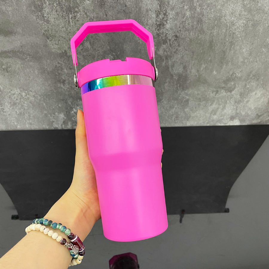 dark-pink-wholesale-20oz-rainbow-rim-powder-coated-mug-with-flip-straw