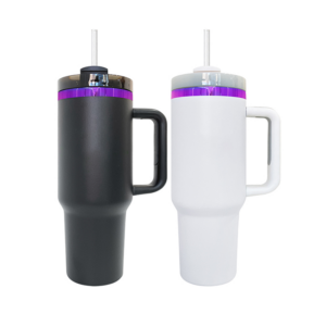 40oz Purple Plated Powder Coated Travel Mugs with Handle