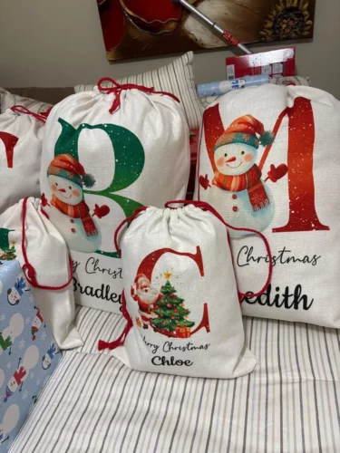 40pcs Sublimation Blank Santa Sacks Drawstring Christmas Gift Bags for Heat Transfer photo review