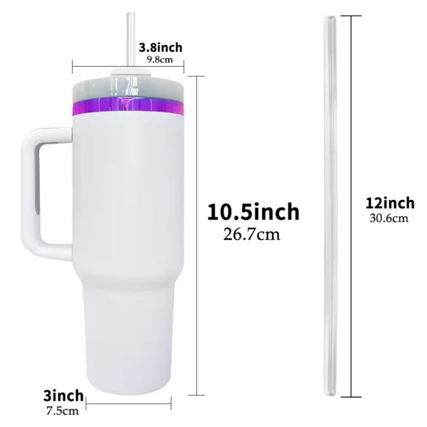 40oz Purple Plated Powder Coated Travel Mugs with Handle
