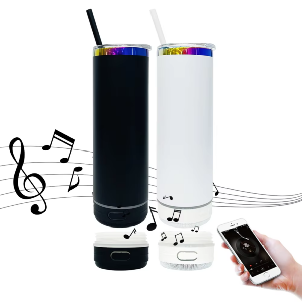 black-and-white-20oz-powder-coated-skinny-tumbler-with-music-player-&-colorful-straw