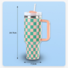 40oz Checkered Pattern Stainless Steel Mug with Handle H2.0