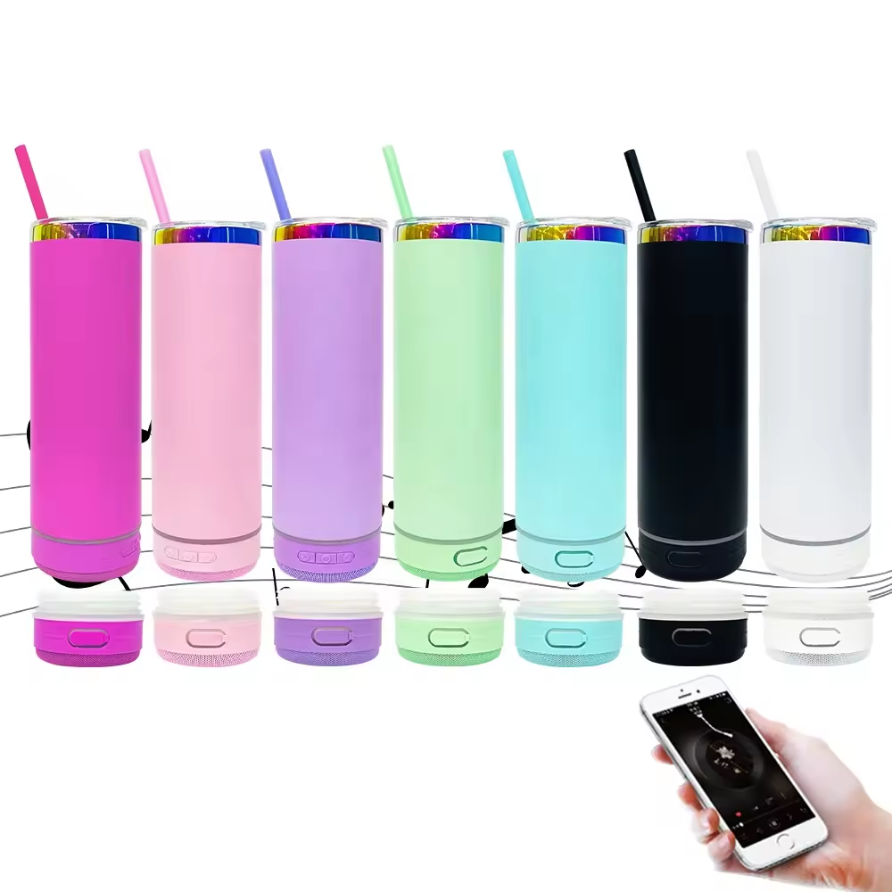 20oz-powder-coated-skinny-tumbler-with-music-player-&-colorful-straw