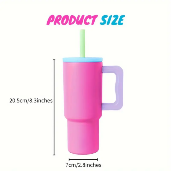 24oz Candy Colored Tumbler with Handle and Silicone Straw Lid