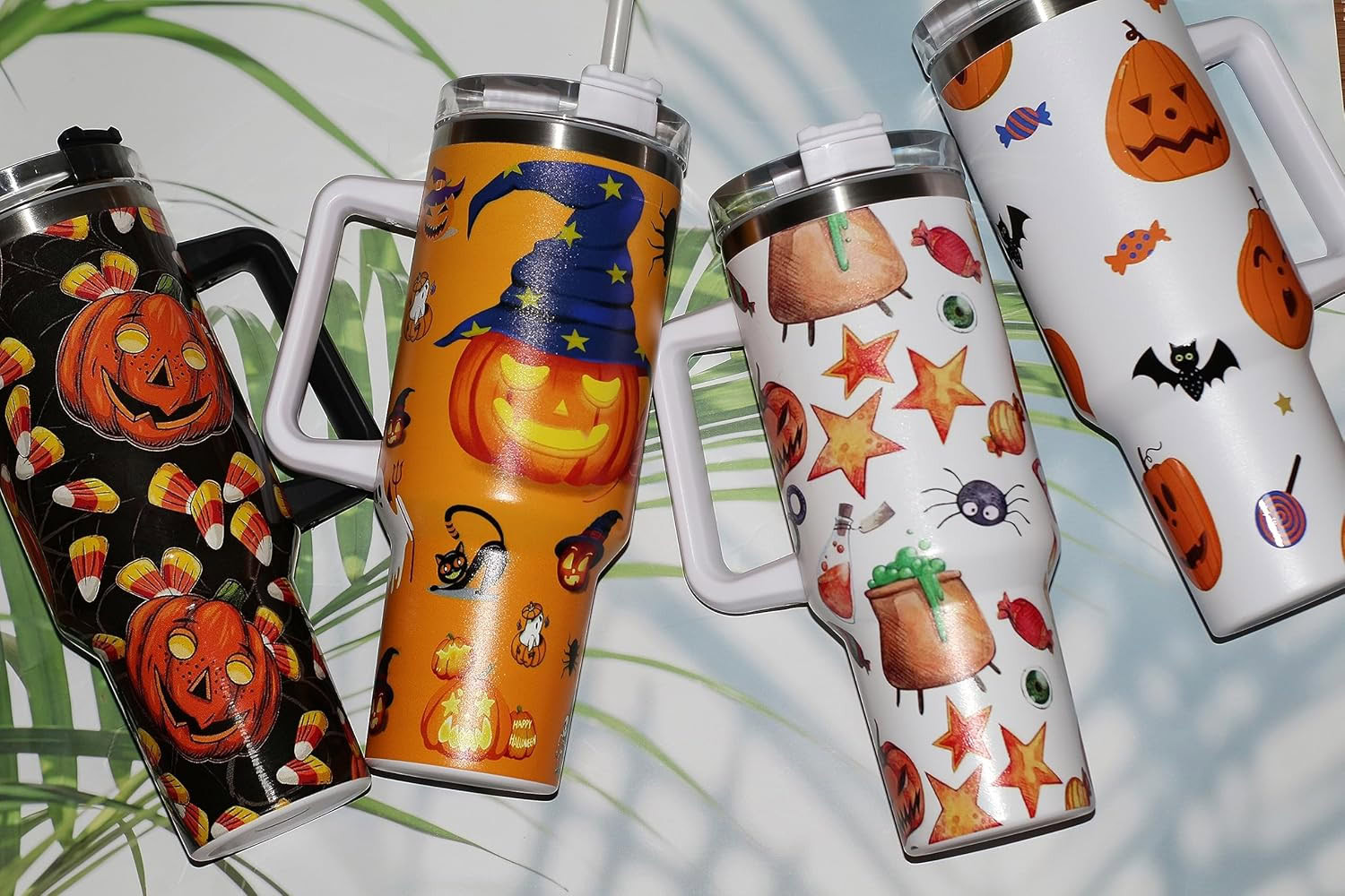 40oz halloween tumbler with straw nightmare before christmas mug