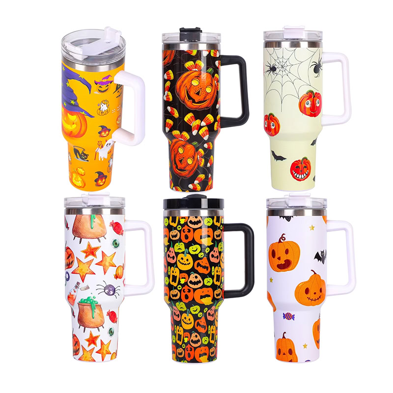 40oz halloween tumbler with straw nightmare before christmas mug