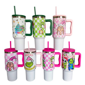 40 oz christmas tumblers with handle and straw Car Mug Outdoor Sports Travel Christmas Gift