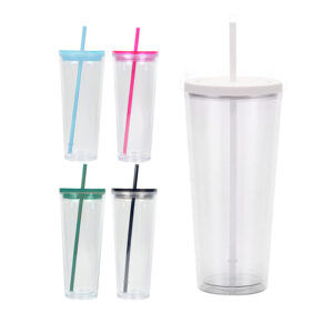 24oz Snow Globe Plastic Tumbler