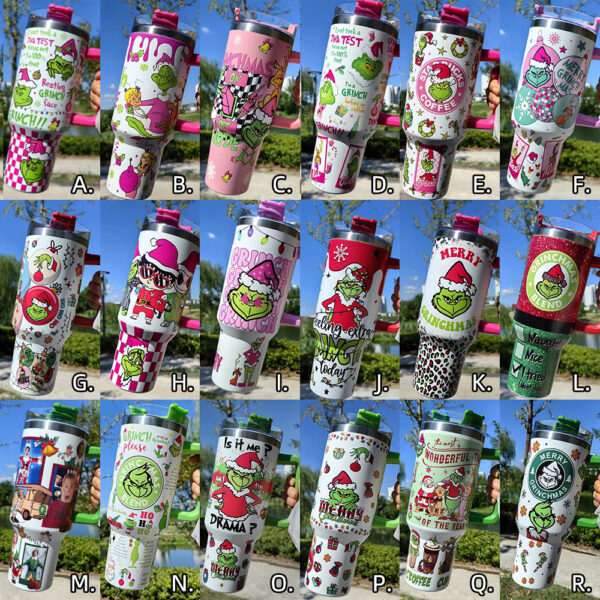 2024 New design 40oz grinch tumbler xmas tree tumbler
