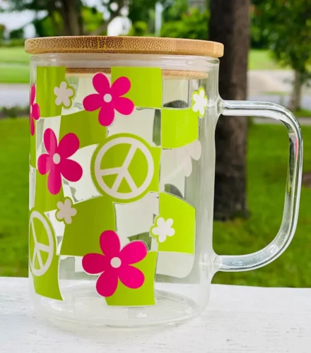 15oz Clear/Frosted Sublimation Glass Tumbler with Handle & Bamboo Lid photo review
