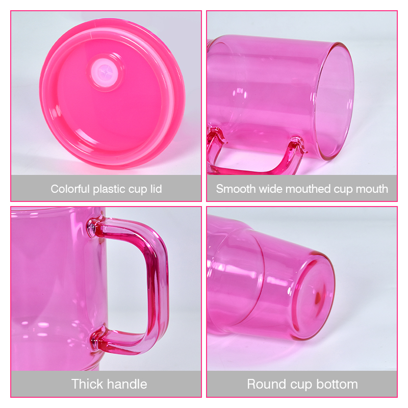 20oz Colored/Transparent/Frosted Glass Tumblers with handle & Plastic lid
