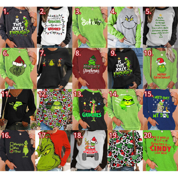 Grinch Digital Print Women's Crew Neck Sweatshirt