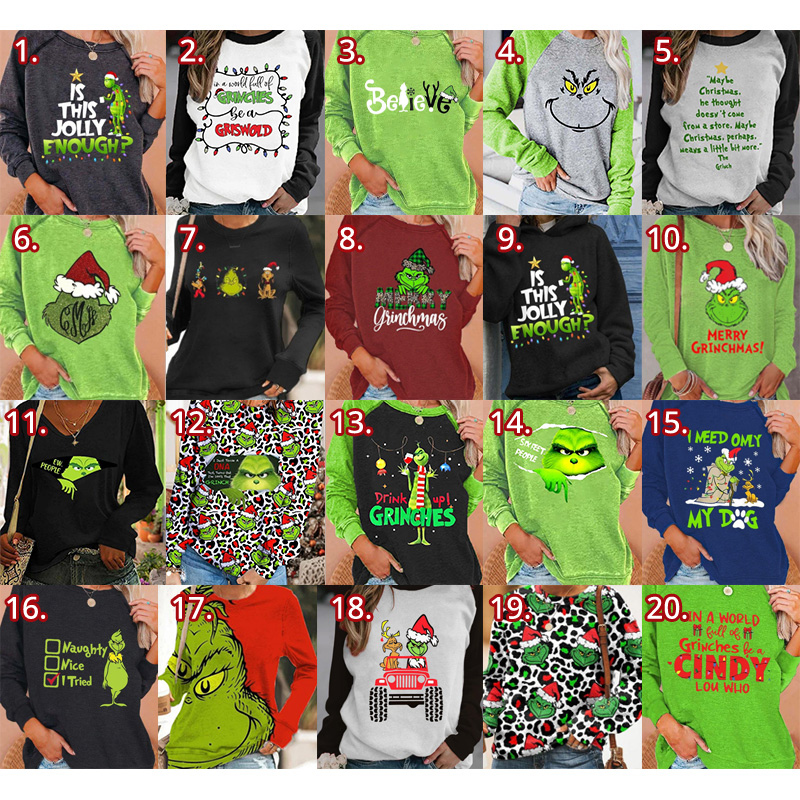 Grinch Digital Print Women's Crew Neck Sweatshirt