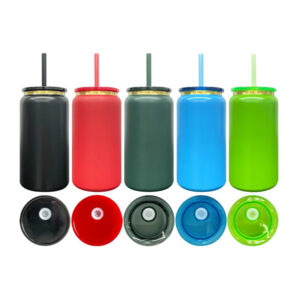 16oz Gold/Rainbow Plated Underneath Powder Coated Christmas Color Stainless Steel Soda Can