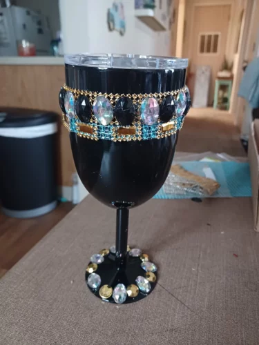 10oz Stainless Steel Goblet Red Wine Glass Cup Colorful Large-Capacity Drum-Shaped photo review
